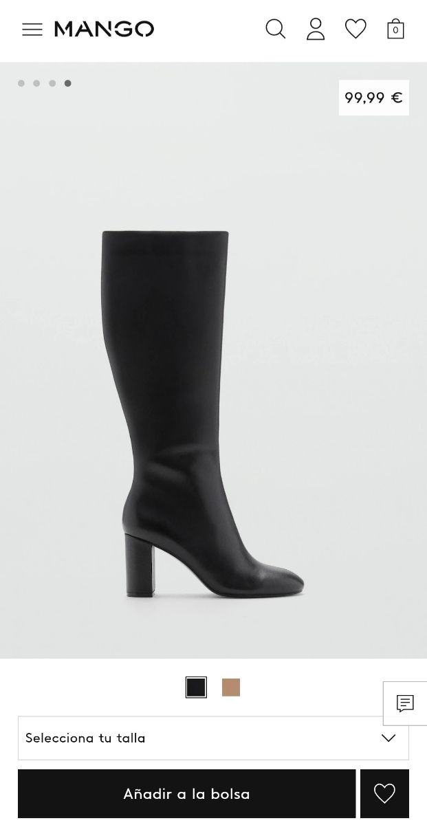 Botas piel,talla 39 negras MANGO Etiqueta NUEVA.