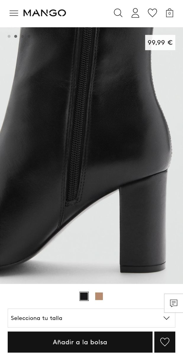 Botas piel,talla 39 negras MANGO Etiqueta NUEVA.