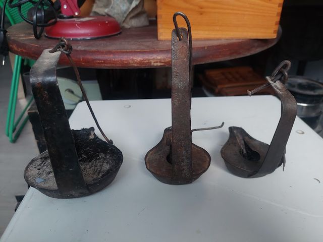 Conjunto de tres quinques antiguos años 50 