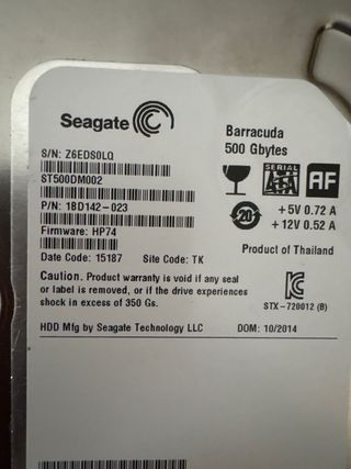 Disco duro Seagate 500 gb SATA