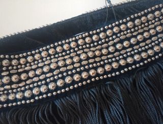 Falda color negro flecos Zara t. M/38/10