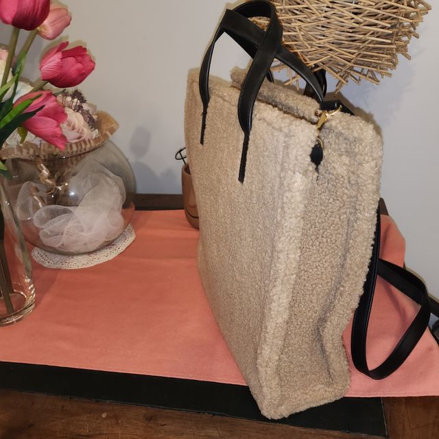 Borsa Donna Peluche Beige