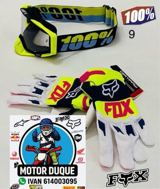 Guantes fox bici mtb descenso con gafas 100%