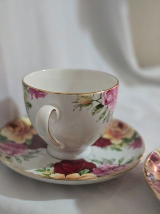 Para de tazas de café o té de porcelana Vintage