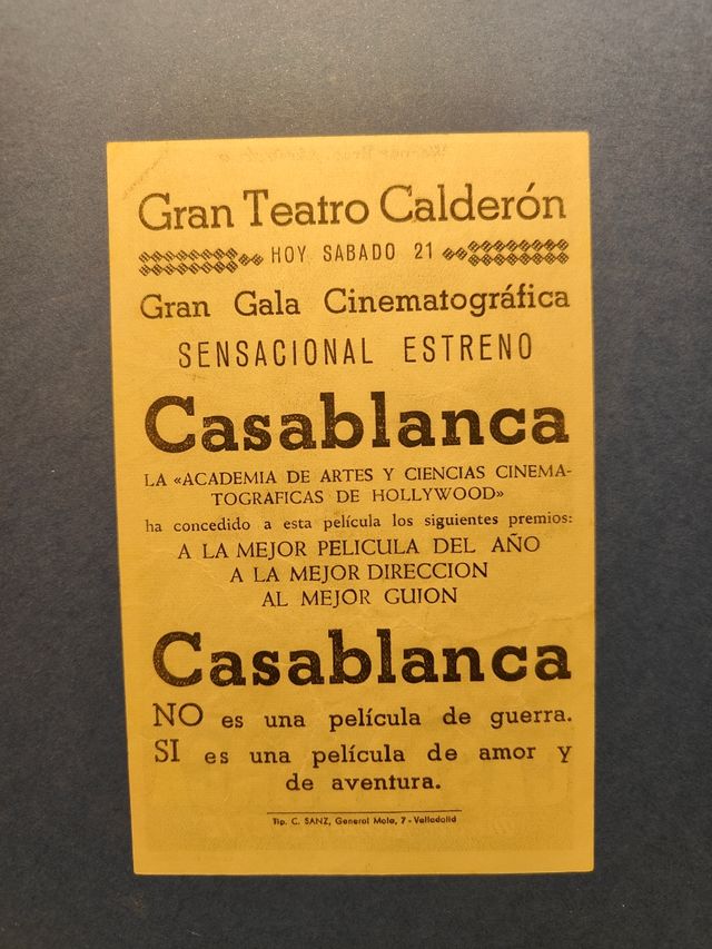 Poster película de cine Casablanca 