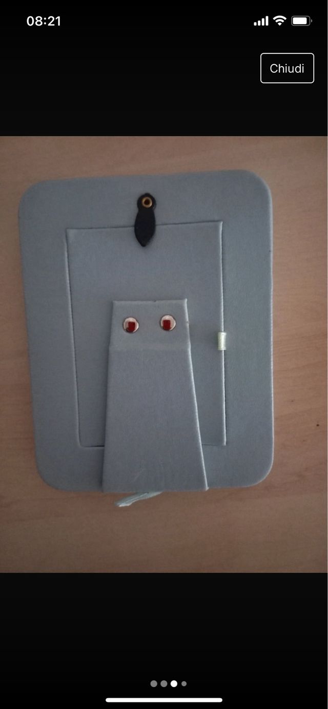 Portafoto argento e pelle celeste