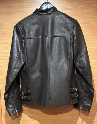Chaqueta cazadora de piel vintage marrón Podium