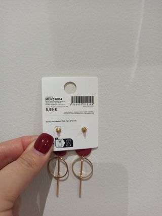 Pendientes granates y dorado largos