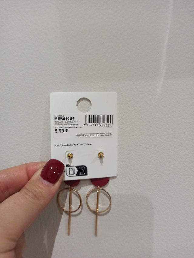 Pendientes granates y dorado largos