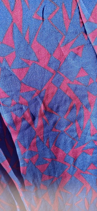 Vestido seda azul y burdeos