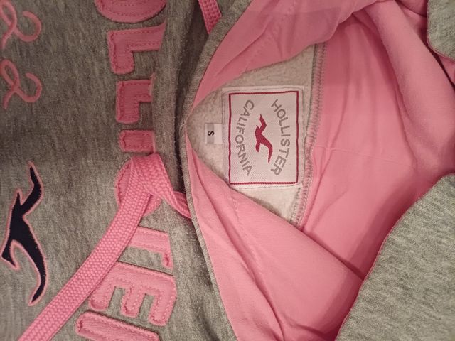 Sudadera hollister niña gris y rosa