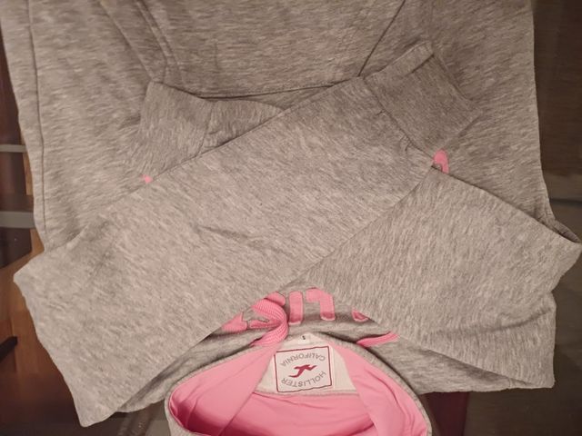 Sudadera hollister niña gris y rosa