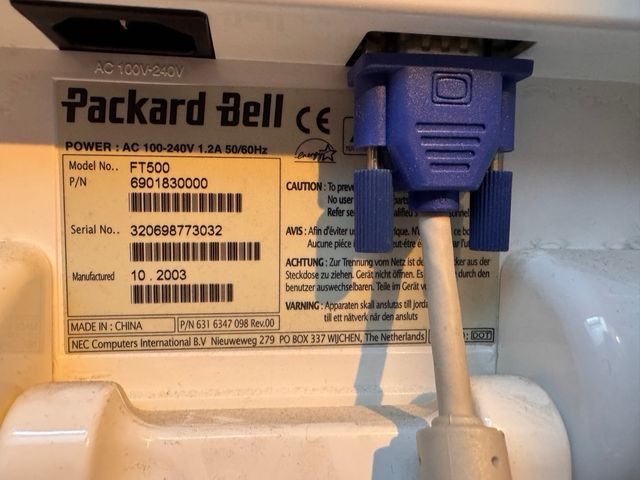 Monitor Packard Bell 15.Blanco.