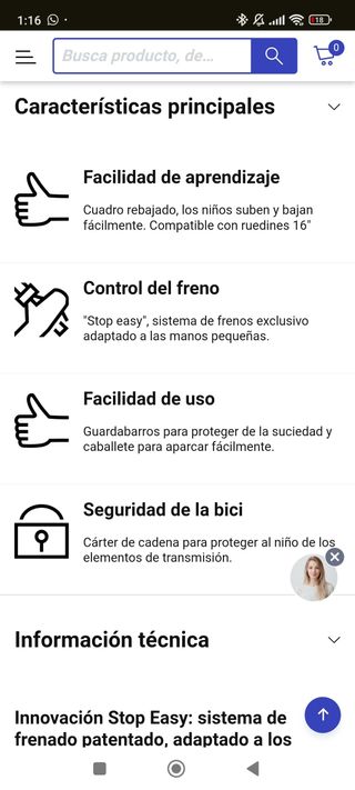 Bicicleta niños 16" Btwin 500 Dark Hero negra