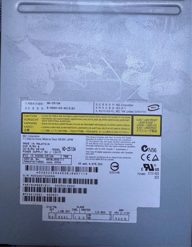 Lector grabador dvd Nec