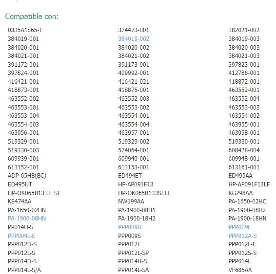 CARICATORE HP 90W HP PPP009L-E 1650-32HT 4.74A ~ 19V