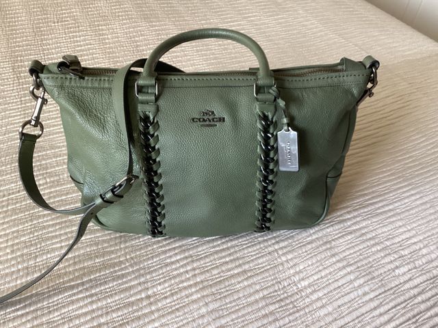 Bolso piel Coach. Verde. Mano y bandolera