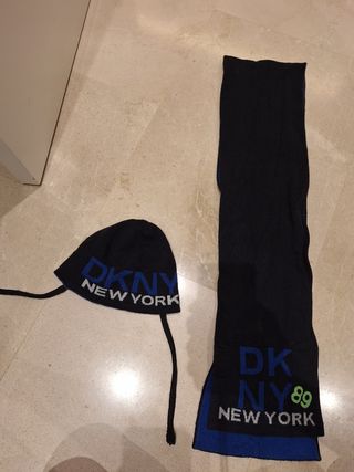 Bufanda y gorro DKNY niño reversible 3a