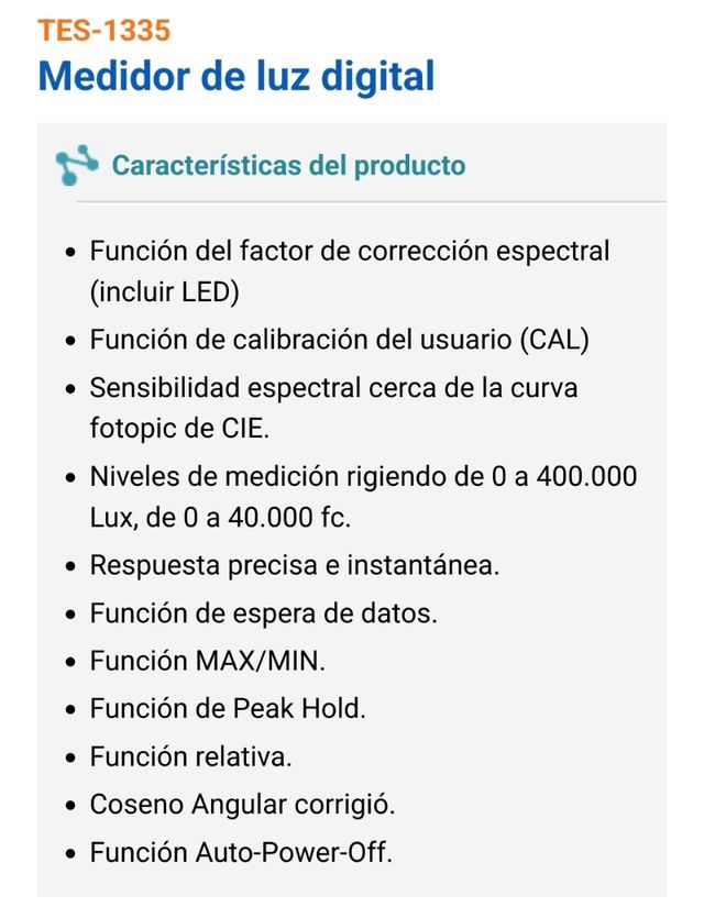Luxómetro Digital TES-1335