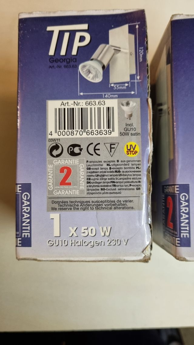 Coppia lampade da parete alogene 50w