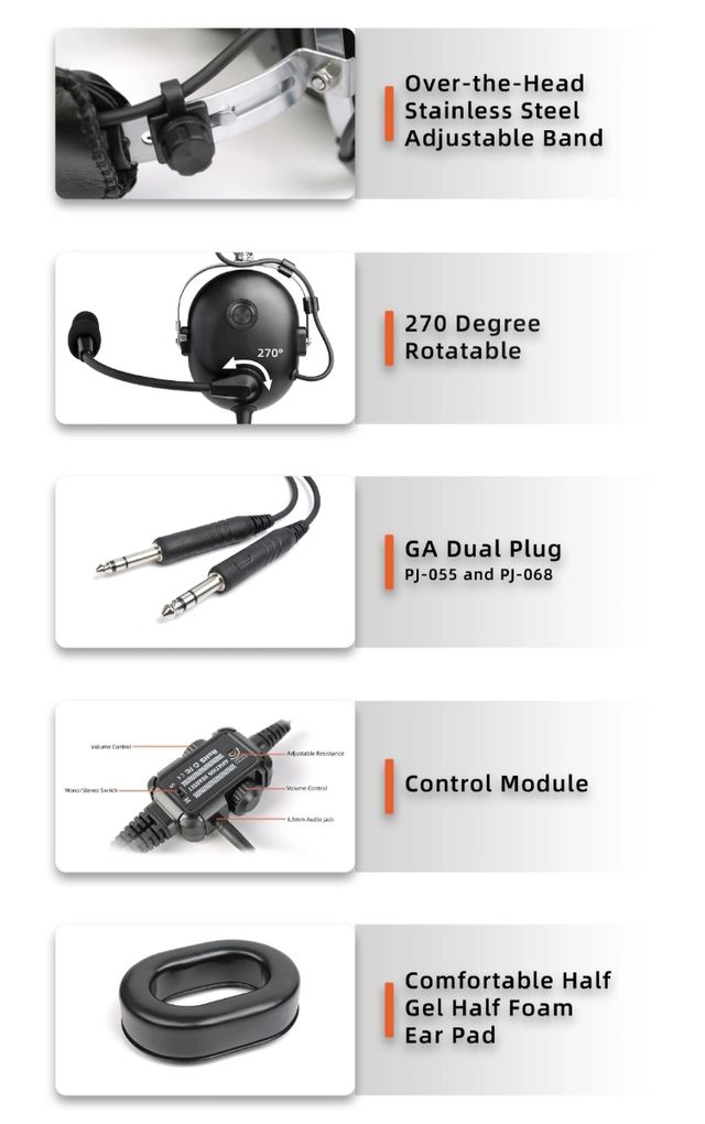 Auriculares de avión para piloto nuevos