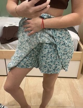 Zara pantalon-falda de flores S