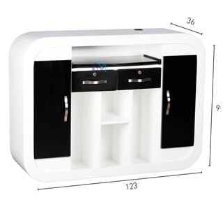 Mostrador de recepción blanco y negro