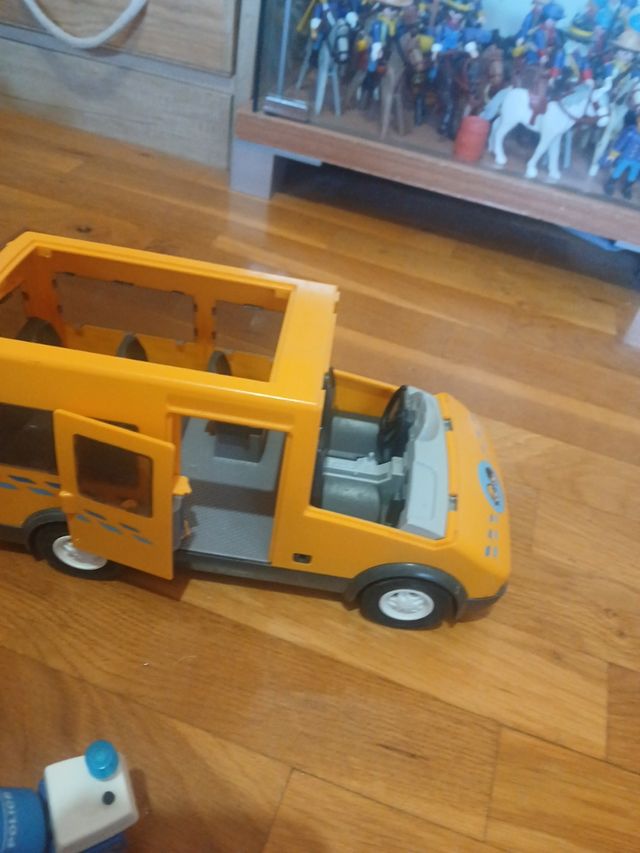 Lote Playmobil autobus y moto policía