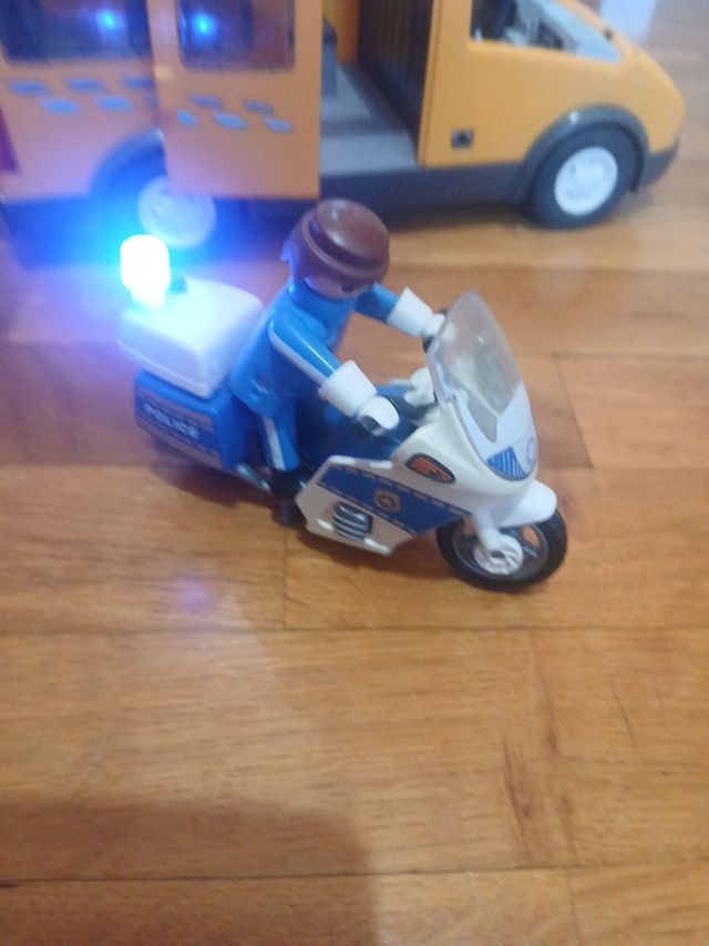 Lote Playmobil autobus y moto policía