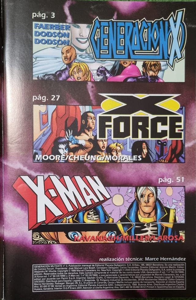 Cómic Generación Mutante nº 3 en perfecto estado