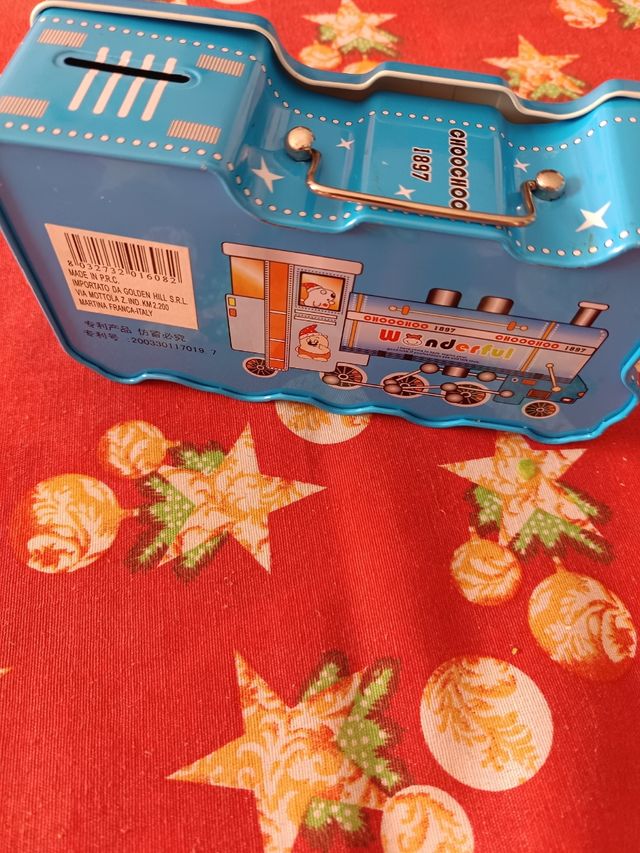 Trenino in latta salvadanaio