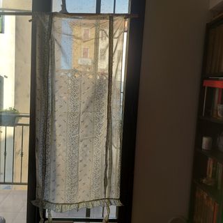 coppia tende country fiorellini azzurri