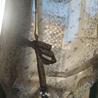coppia tende country fiorellini azzurri