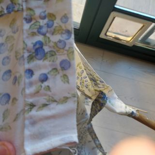 coppia tende country fiorellini azzurri