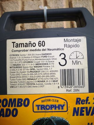 Cadenas de coche nieve Tamaño 60