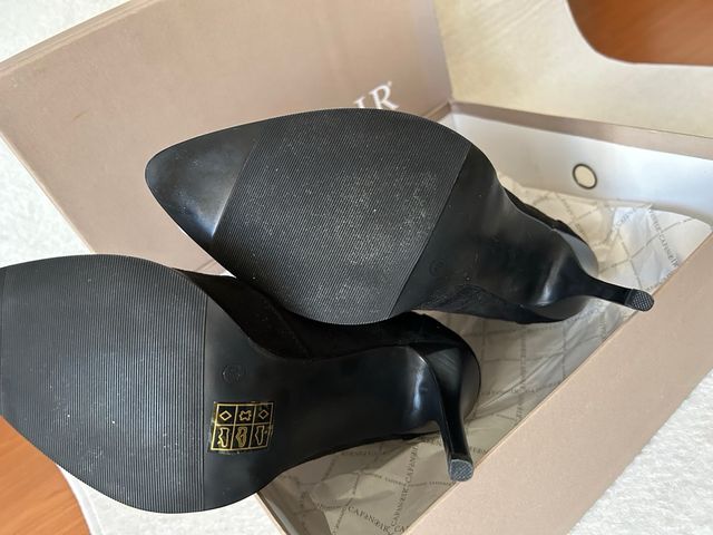 Tronchetti in suède neri con strass