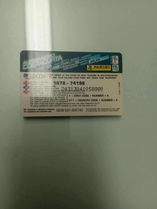 Scheda telefonica Calcio Calling card 97-98 Panini
