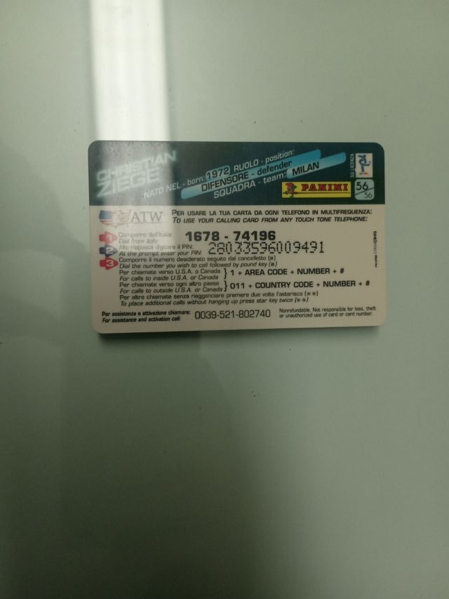 Scheda telefonica calcio calling card 97/98 Panini