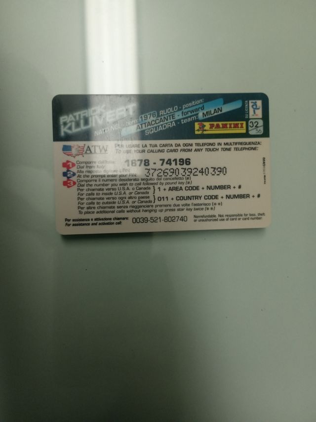 Scheda telefonica calcio calling card 97/98 Panini