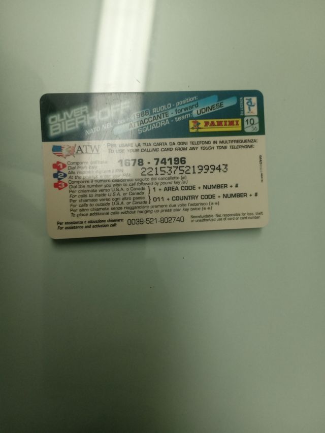Scheda telefonica calcio calling card 97/98 Panini