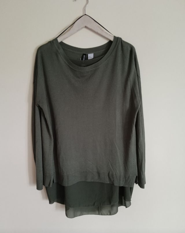 Jersey largo punto fino color caqui