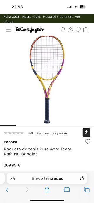 Raqueta tenis Babolat Pure Aereo Team Rafa NC