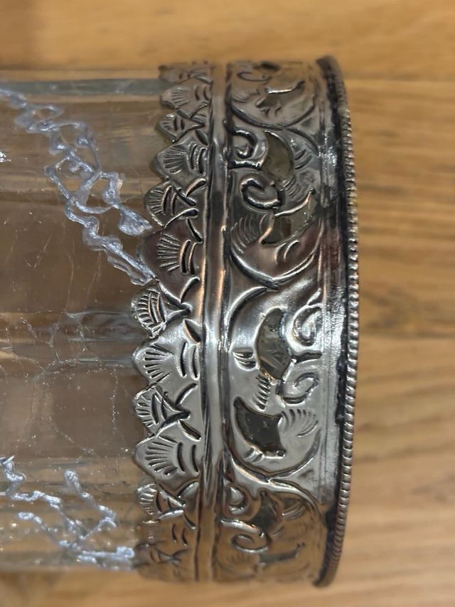 Bicchiere/Mug in vetro e argento inciso