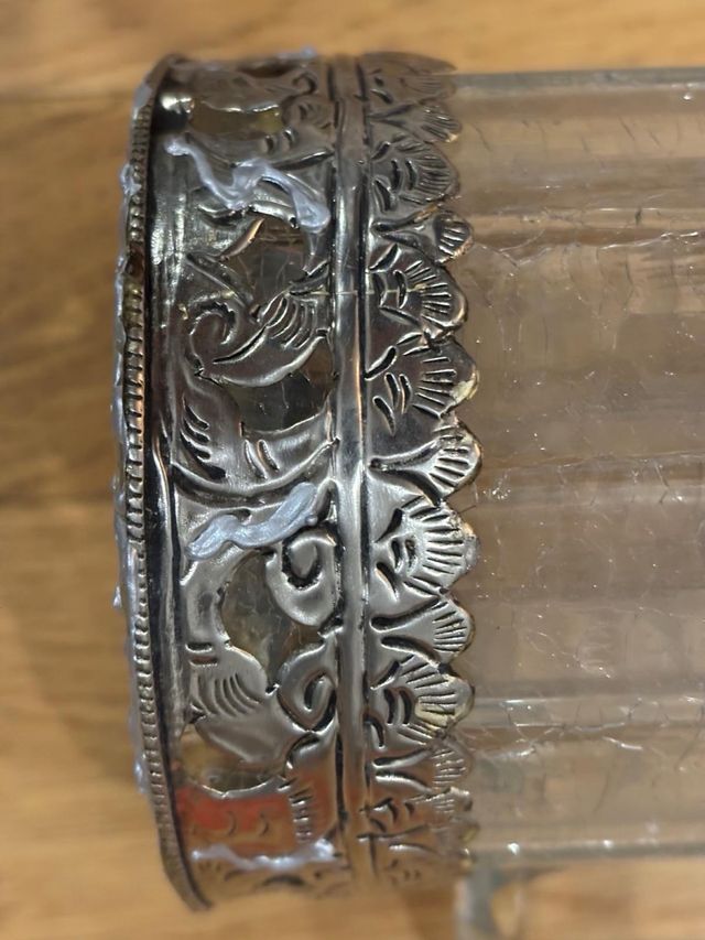 Bicchiere/Mug in vetro e argento inciso