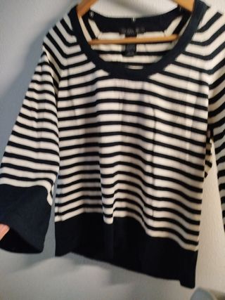 Jersey a rayas con cuello y puños desmontable