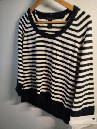 Jersey a rayas con cuello y puños desmontable
