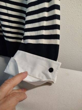 Jersey a rayas con cuello y puños desmontable