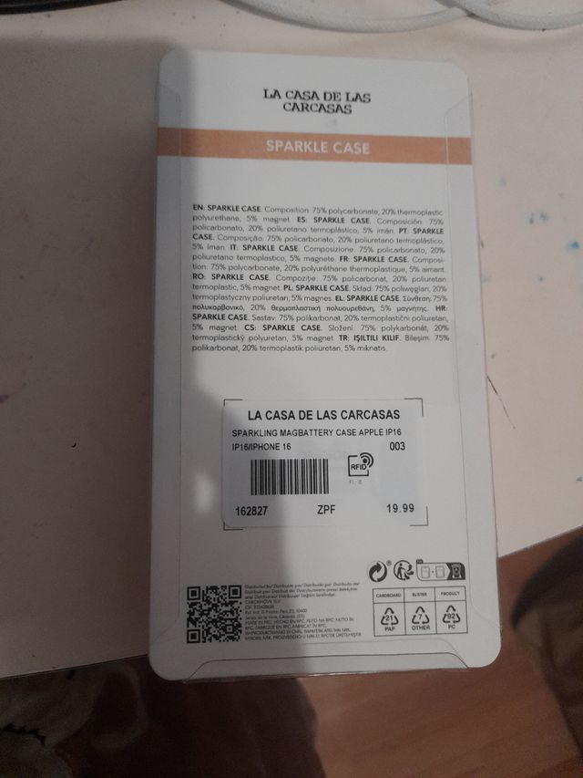 funda iphone16 rosa transparentada con brillos