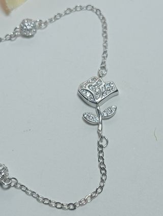 Guapa pulsera rosa Circonitas plata 