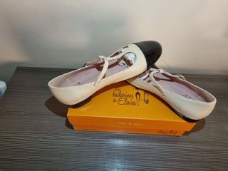 Bailarina piel crudo y negro con hebilla talla 40